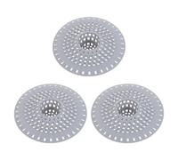 Mipcase Lot de 3 Crépines pour Bonde de Salle de Bain Gris en Silicone 12,3 Cm, Grille Mailles Fines Filtre à Cheveux, Protection Anti-obstruction pour Évacuation et Lavabo