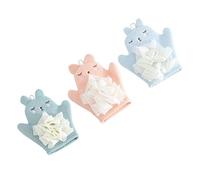 Mipcase Lot De 3 Moufles De Bain Exfoliants Pour Bébé Motifs Animaux, Double Face, Fibres Douces Et Solide, Couleurs Bleu, Orange Et Vert Menthe, Accessoires Légers Pour Toilette Et Voyage