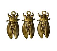 Mipcase Lot de 3 Pendentifs Cigales en Laiton Vintage, Décoratifs Artisanaux Rétro, Couleur Bronze, pour Création de Bijoux, DIY et Décoration Intérieure, Présent Original pour Amateurs