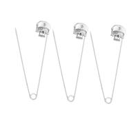 Mipcase Lot de 3 Set de Épingles de Sûreté Décoratives en Alliage, Forme Crâne, Couleur Argenté Ancien, Taille Extra-longue, Accessoires Polyvalents pour Vêtements, Cosplay et Quilting,