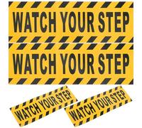 Mipcase Lot de 4 Autocollants de Sécurité Antidérapants 30x10 Cm en Pvc Noir et Jaune pour Sols et Escaliers, Ruban D’avertissement Haute Visibilité « Watch Your Step » pour Bureaux,