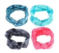 Mipcase Lot de 4 Bandeaux de Yoga Tie-Dye en Tissu Élastique Anti-Transpiration Couleurs Assorties Bandeaux pour Cheveux Sportifs Maintien pour Course et Entraînement