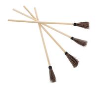 Mipcase Lot de 4 Pinceaux à Marbrure en CRIN de Cheval Manches en Bois Brosses Plates pour Peinture Humide Outils Mini de Peinture Artistique Adaptés Aquarelle et Marquage Texturé