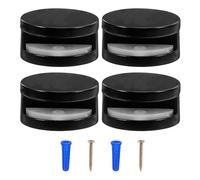 Mipcase Lot de 4 Pinces à Verre en Laiton Noir Double Trou Vis et Chevilles Support de Paroi Miroir sans Cadre Fixation Murale Réglable pour Salle de Bain et Étagère en Verre