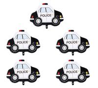 Mipcase Lot de 5 Ballons en Film d'Aluminium Forme Véhicule Policier Grand Format Décoration Fête Anniversaire Garçon et Filles Ballons Dessin Animé pour Fête et Festival