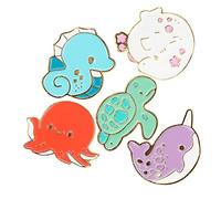 Mipcase Lot de 5 Broches à Bijoux Animaux Marins Dessin Animé en Émail Coloré, Épingles Décoratives pour Paquet à Dos, Accessoires Vestimentaires Étudiants, Style Style Aléatoire