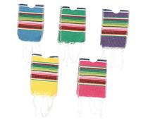 Mipcase Lot De 5 Couvre-Bouteilles De Bière Mini Serapes Arc-en-Ciel en Tissu Mexicain Coloré, Décorations Festives pour Fête Cinco De Mayo, Accessoires Déco pour Bouteilles en Tissu Léger