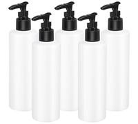 Mipcase Lot de 5 Flacons à Pompe Vides 250ml en Plastique Réutilisables et Lavables pour Crèmes et Sérums, pour Voyage ou Camping Couleur Aléatoire