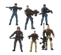 Mipcase Lot De 6 Figurines Articulées De Soldats Et Policiers, Taille Compacte, en Plastique Réaliste, Jouets Militaires pour Garçons Et Filles, Jeu D’Action Et Collection Militaire