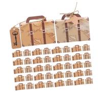 Mipcase Lot de 60 Mini Boîtes Valises en Papier Kraft Vintage 8,1 X 5,6 X 3 Cm avec Étiquettes pour Bonbons Présents de Fête Mariage Anniversaire Emballage Portable et Décoratif