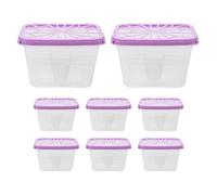 Mipcase Lot de 8 Boîtes de Rangement Vides en Plastique pour Absorbeur d'Humidité Format Carré Violet Support Déshumidificateur Réutilisable pour Placard Salle de Bain et Espace de