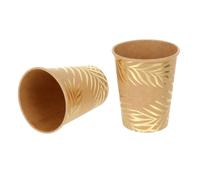 Mipcase Lot de 8 Gobelets Jetables en Feuille de Palmier, Gobelets en Papier Kraft Écologique Dorés, 250 Ml, pour Fêtes, Anniversaires et Usage Quotidien, Verres à Eau Biodégradables