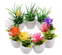 Mipcase Lot de 9 Plantes Miniatures Artificielles en Pot en Terre Cuite pour Maison de Poupée Décoration Miniature Colorée Entretien Accessoires Décoratifs pour Salon et Salle à Manger