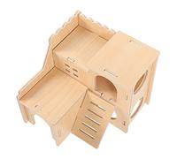 Mipcase Maison Hamster Bois Multifonctionnelle Double Couche avec Toboggan et Aire de Jeu pour Hamsters et Petits Rongeurs