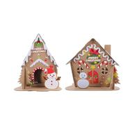 Mipcase Maison Lumineuse de Noël à Monter Soi-Même Kit de Bricolage Éducatif 2 Pièces Maison en Biscuits de Noël en Carton Sécurisé sans Arêtes Décoration Créative pour Garçon et
