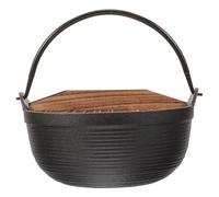 Mipcase Marmite De Camping Japonaise Sukiyaki Chaudron En Fer Poêle Shabu Antiadhésive Pour Cuisine En Plein Air Couvercle En Bois Léger Sans Danger Pour La Santé