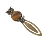 Mipcase Marque-Page Hibou en Métal Incrustation Œil de Tigre, pour Fêtes, Anniversaires et Usage Scolaire