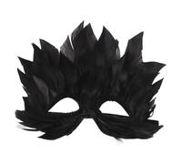 Mipcase Masque de Bal Masqué à Plumes Noires pour Femme Demi-visage Vénitien Décoratif Masque Multifonction pour Carnaval Halloween Soirées Costumées