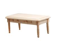 Mipcase Mini Modèle D'ameublement Miniature pour Maison De Poupée, Petite Table D'appoint en Bois Non Colorée, Modèle De Table à Thé Solide, Décor Miniature pour Collection Et Loisirs Créatifs,