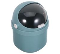 Mipcase Mini Poubelle de Bureau avec Couvercle Bleu en Plastique Petite Corbeille à Déchets Compacte 21x14x14 Cm Poubelle de Table Mignonne pour Bureau, Chambre et Espace Élève