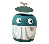 Mipcase Mini Poubelle de Bureau Forme de Baleine Petit Conteneur à Déchets pour Bureau Table de Nuit et Salle de Bain Pratique et Adorable Couleur Vert Paon