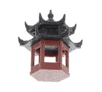 Mipcase Modèle De Pavillon Hexagonal Décorations D'aquarium Décor D'aquarium Décor Décorations De Bonsaï Statuette Japonaise Statue De Temple Chinois Brun Plastique