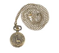 Mipcase Montre de Poche Sculptée Élk Vintage Rétro, Chaîne Dorée | Alliage et Verre, Style Créatif pour Costume, Remplacement D’ancienne Montre Cassée