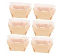 Mipcase Moules à Cake en Papier Jetables 6 Pièces avec Porte en Bois Naturel Compatible Four pour Pâtisserie, Cuisson Petits Pains, Cupcakes et Emballage Alimentaire Pratique
