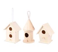 Mipcase Nichoir À Oiseaux Suspendu en Bois Kit De Nidification pour Oiseaux Lit pour Oiseaux Décoration De Jardin Nid Pratique Jaune Clair