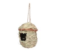 Mipcase nid d'oiseau en Paille Maison mangeoire Imbrication nichoir Intelligent pour Oiseaux Station d'alimentation pour Oiseaux Cage Oiseaux Parure de nid d'oiseau Pendentif nichoir Brown