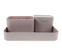 Mipcase Organisateur Bureau pour Manucure avec Grand Plateau et Porte-stylos Rangement Polyvalent pour Outils Nail Art Bureau Étude ou Coiffeuse Design Couleurs Douces Rose Gris