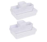 Mipcase Organisateur de Tiroir pour Cosmétiques 16 Pièces en Plastique Blanc 24x16x9 Cm, Boîte de Rangement Modulable pour Maquillage Bureau Salle de Bain, Rangement Articles de Toilette