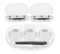 Mipcase Palette de Maquillage Vide 3 Compartiments Transparente avec Pinceau Inclus Mini Organisateur Cosmétique Portable pour Fards à Paupières Blush et Rouge à Lèvres - Trousse de