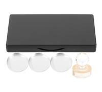 Mipcase Palette Vide Rectangulaire Noire Mate 3 Compartiments avec Miroir Intégré Godets en Aluminium Ronds Adhésif Double-Face 25Mm et Tampon Presse 26Mm - Coffret Maquillage Portable