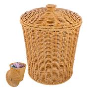 Mipcase Panier À Linge Fin Avec Couvercle En Osier Blanc Pour Le Rangement Des Vêtements De Salle De Bain