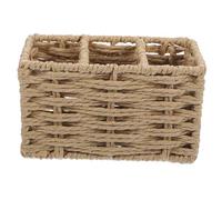 Mipcase Panier de Rangement Cuisine Corde Papier Tressée Beige Organisateur Compartimenté pour Fourchettes Couteaux et Cuillères Support Ustensiles de Table Pratique et Compact pour Plan