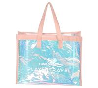 Mipcase Paquet de Plage de Voyage Transparent Holographique Tpu PU Rose | Fermeture Éclair, Poche Intérieure et Trois Compartiments, Poignée PU Élargie, pour Plage, Piscine, Voyage