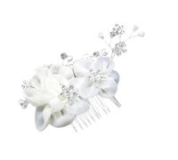 Mipcase Peigne Cheveux Mariée Blanc avec Fleurs Soie et Cristal Accessoire Élégant pour Coiffure Mariage et Fête Décoration Tête Délicate pour Mariée et Demoiselle