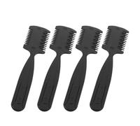 Mipcase Peigne Rasoir à Effiler 4 Pcs Noir Outil de Coupe Multifonction pour Cheveux Épais Peigne de Coiffure Double Usage Ergonomique Adapté Salon et Usage Domestique