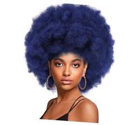 Mipcase Perruque bouclée africaine Cosplay perruques afro pour femmes Perruques pour femmes Fil haute température Bleu