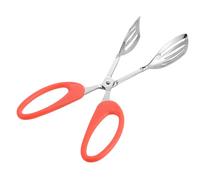 Mipcase Pince à Buffet en Acier Inoxydable 2306, Forme Ciseaux Poignée Orange, Multifonctionnelle et Verrouillable, Pince à Fruits et Barbecue pour Buffet Cuisine Professionnelle