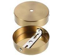 Mipcase Plafonnier suspendu, cache plafond en métal doré, lot de 2, 10 cm rond avec traverse et vis, trou central de 1 cm, support de barre transversale, installation stable