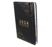 Mipcase Planner Notebook Anglais Léger et Pratique Cahier Journalier Hebdomadaire Mensuel pour Bureau École Voyage Couverture Protectrice Noire