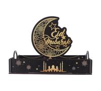 Mipcase Plateau à Dessert en Bois Sculpté Main Motif Lune et Étoile pour Aïd Moubarak Plateau Modulaire Multifonction pour Bonbons Noix Pâtisseries Ramadan 1 Pièce Décoration Intérieure