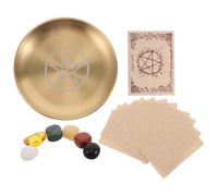 Mipcase Plateau d'Autel Rond en Métal Lisse pour Bougies Rituelles et Pierres de Cristal Porte-Bijoux Décoratif Multi-Usages Assiette de Prière Ornements Symboliques pour Contemplation