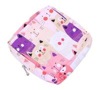 Mipcase Pochette de Rangement Multifonctionnelle pour Serviettes Hygiéniques Portable et Légère en Coton Rose Motif Chat pour Voyage et Soins Féminins Petite Taille Pratique