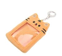 Mipcase Porte-Cartes Photo Peluche Kawaii 2 Tigre Jaune Porte-clés Amovible Femme Usage Quotidien Étui Protection Carte D'identité Créativité Compacte