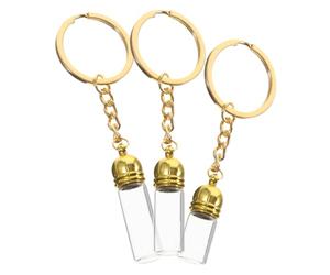 Mipcase Porte-clés 3 Pièces Distributeur D'huile Essentielle Flacon en Verre Or Design Élégant et Décoratif, comme Pendentif de Paquet à Dos ou Présent