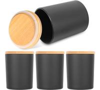 Mipcase Pot à Bougie Vide en Verre, 4 Sets Bambou, Ambiance Noël | Kit Fabrication Bougies, Bocaux Fabrication de Bougies, Verre à Bougie, Noir Élégant