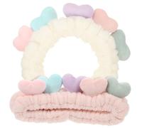 Mipcase Serrage-tête Cœur Peluche Extensible 2 Pièces Tailles Universelles Pour Visage Et Maquillage Usage Spa Et Soin Visage Couleurs Beige Crème Et Rose Pâle